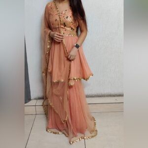 Peach sharara suit